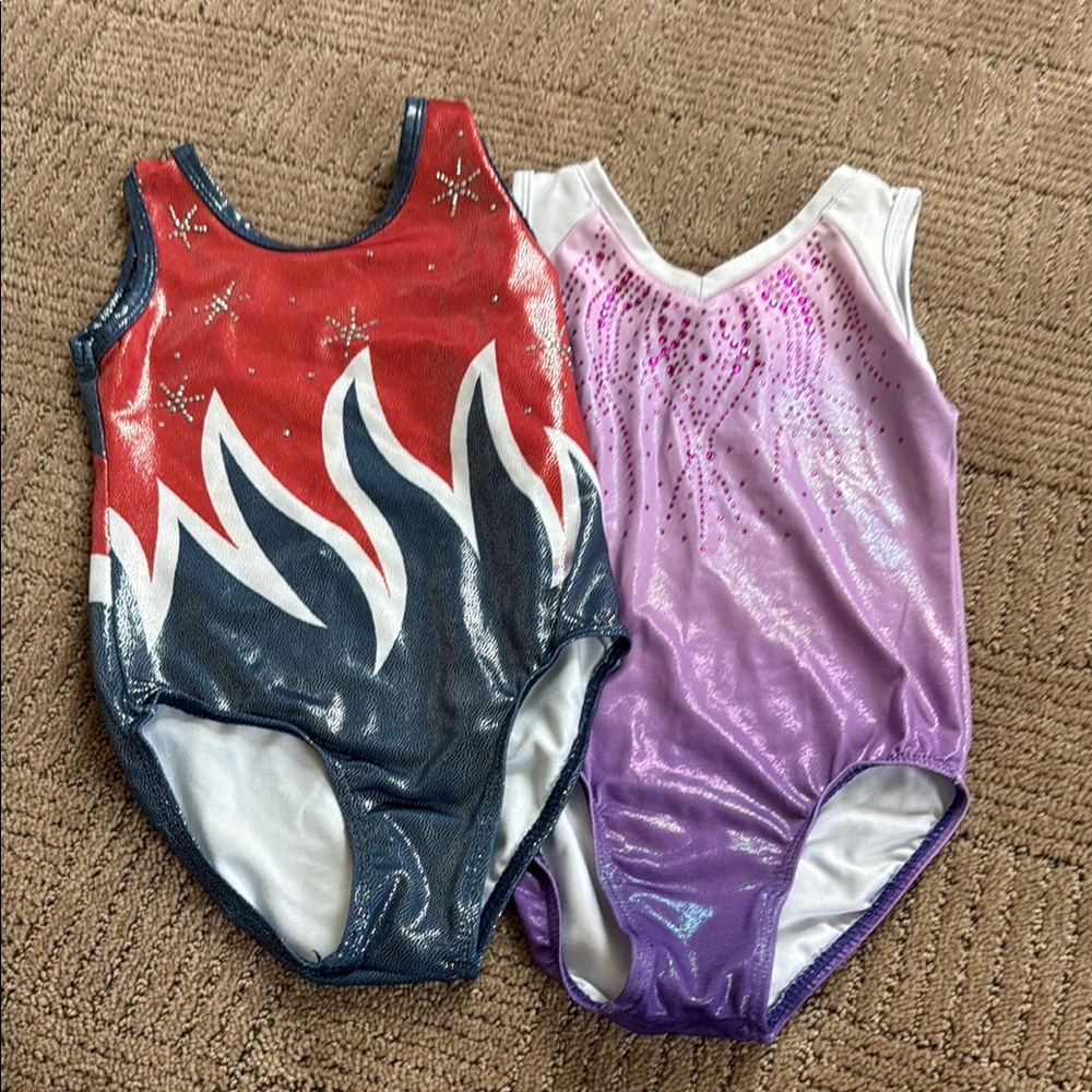 Red and Purple Gymnastics Leotards